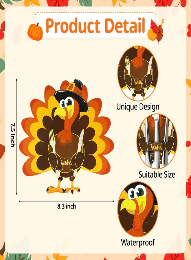 Yewfold 36 PCS Thanksgiving Cutlery Holder Thanksgiving Dinner Table Decor Set Silverware Utensil Holder for Party Supplies Friendsgiving Party Decorations (Turkey) - Image 2